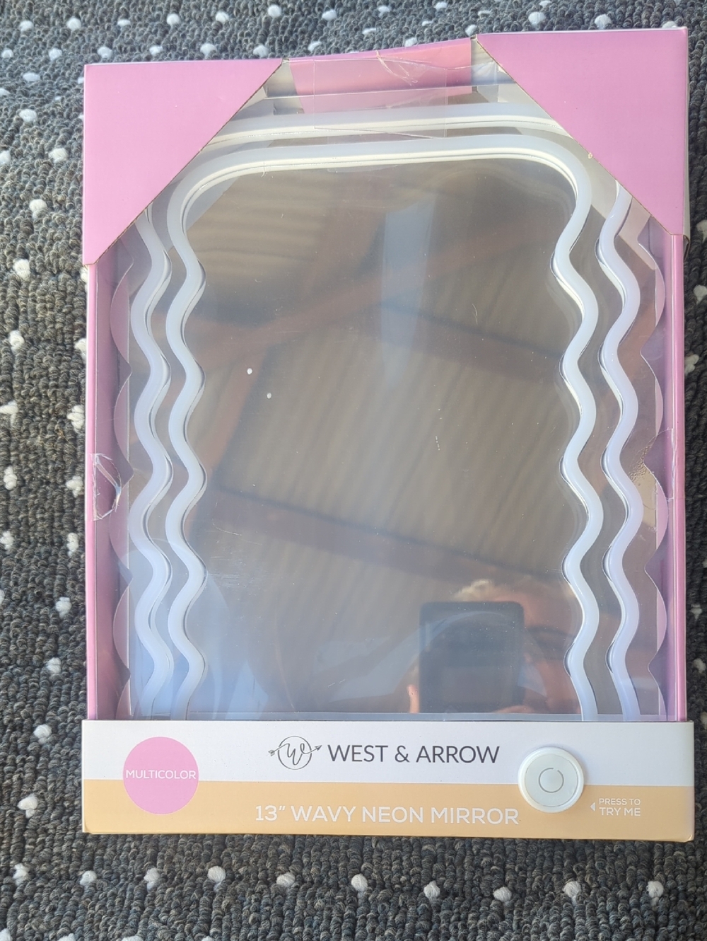Multicolor 13" Wavy Neon Mirror
